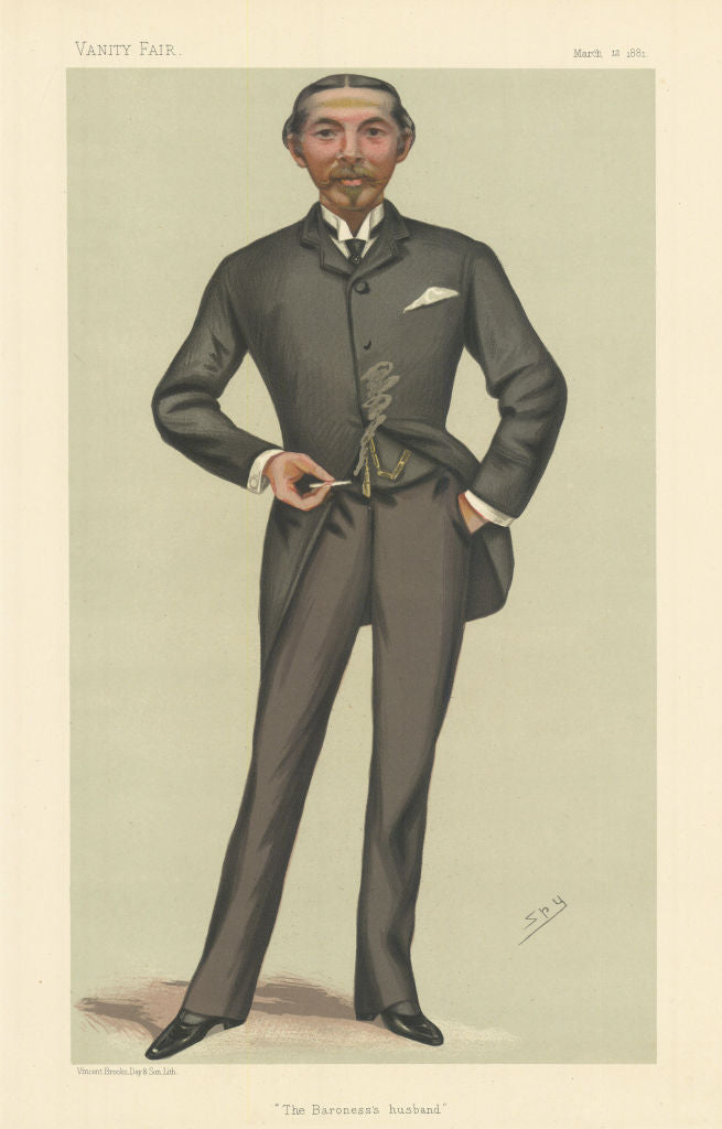 VANITY FAIR SPY CARTOON William Burdett-Coutts 'The Baroness's husband'  1881